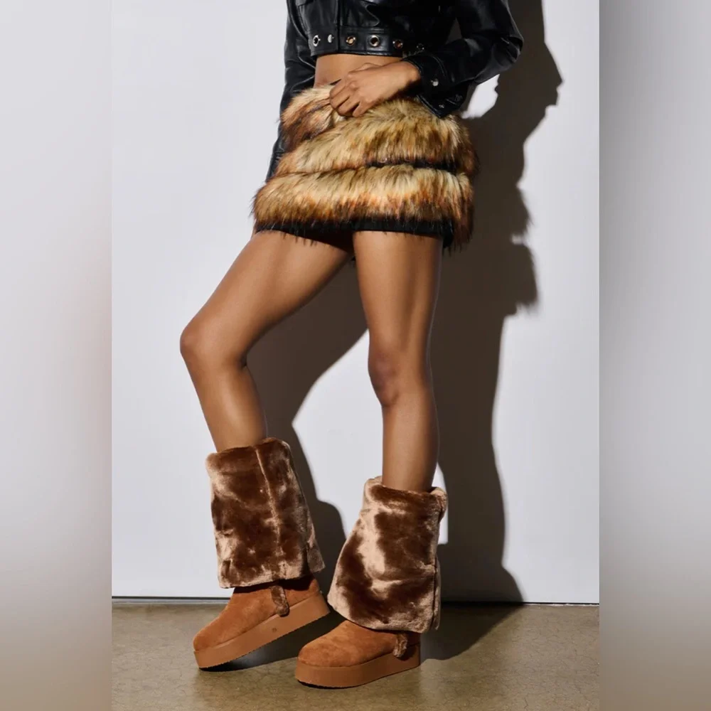 NWT AZALEA WANG ICELANDER BROWN FUR BOOT - Picture 7 of 16
